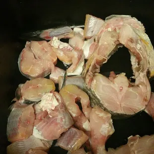 2 catfish steaked and 3 throats. $34 worth of fish in the 2 pics.