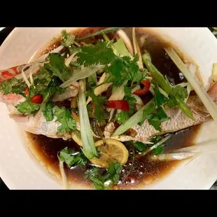 Chinese inspired steamed fish