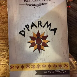 D&apos;Parma Menu Cover