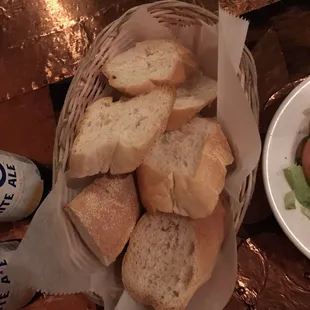 Complementary bread with meal served warm