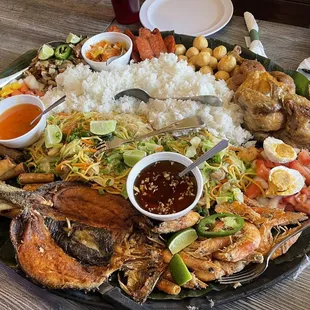 a large plate of food