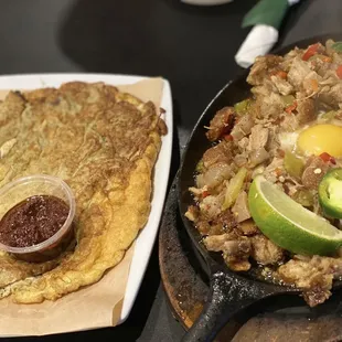 Sizzling Pork Sisig Tortang Talong Nilagang Baka Garlic Rice