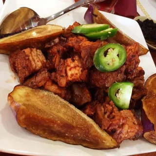 Crispy Pork Binagoongan w/ Eggplant