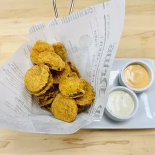 Fried pickles with chipotle mayo
