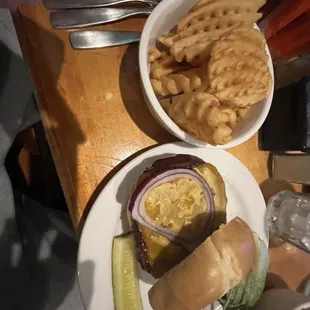 Smokehouse Burger and Waffle Fries