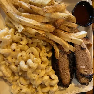 Brisket, Mac and Cheese, and Fries