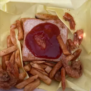 Nasty fries and shrimp from D Smiths.  Ratchet food and terrible dining