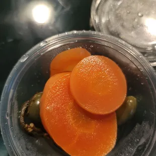 Supposed 2 be pickles &amp; peppers....that's carrots