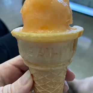 Mango sorbet. I at all the tajin off of it already. Soooo good!