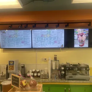 menus and coffee machines