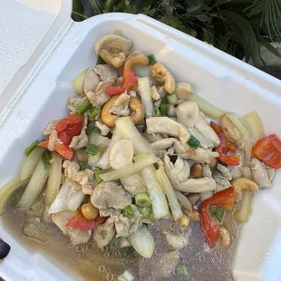 Cashew Chicken, it was good, and came with Rice