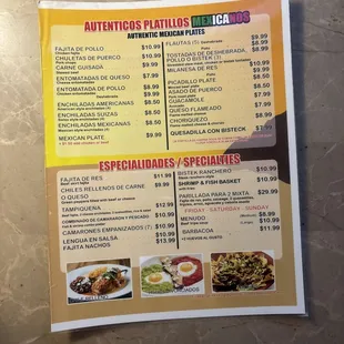 menu