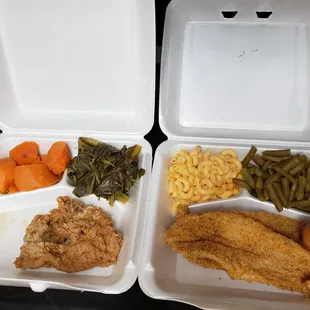 two trays of food