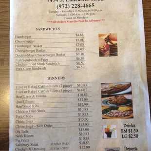 Some of their menu items.