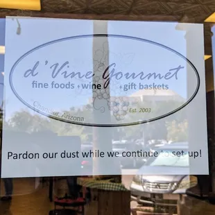 a sign in the window