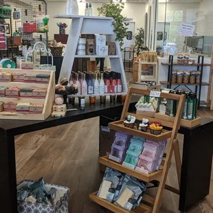 Locally made soaps and bath items.