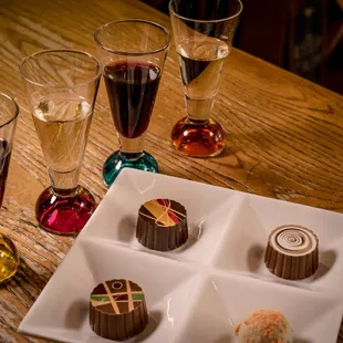 What a great pairing;  wine and chocolate.