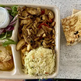 Two meat platter with half fries, half rice. Kefta kebab got buried underneath my chicken shawarma but there was a lot!