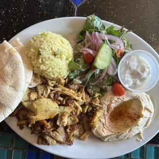 Chicken Shawarma Plate with rice. Yum!
