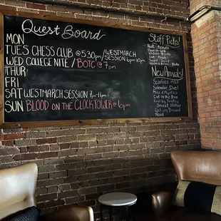 Our Quest Board stays up to date with weekly happenings.
