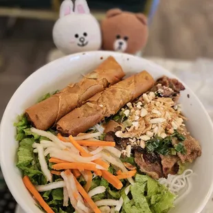 #75... vermicelli with BBQ pork and spring rolls... yummy!
