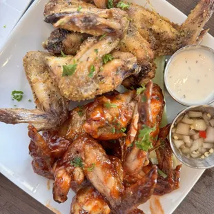 10 pc wings with half barbecue and half lemon pepper