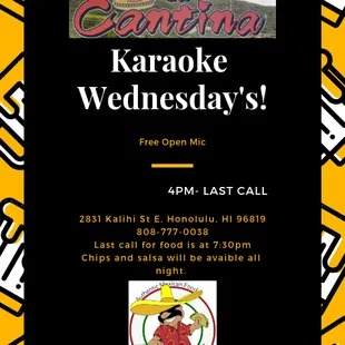 Promotional flyer for karaoke wednesdays!