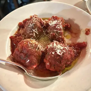 Homemade meatballs in red saice