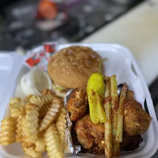 Nashville Honey Hot &amp; Southern Style Smash Burger w/ seasoned fries