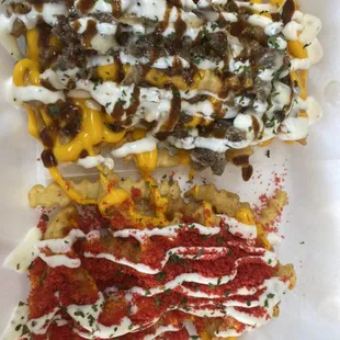 Philly Cheesesteak loaded Fries and the Hot Cheetos Loaded fries