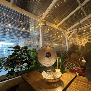 Outdoor patio with heater