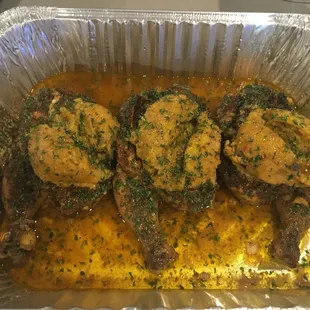 Cornish  Game hen's with cornbread stuffing