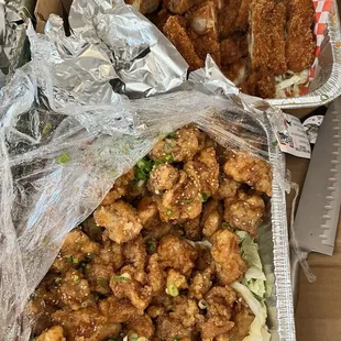 Garlic chicken and katsu chicken