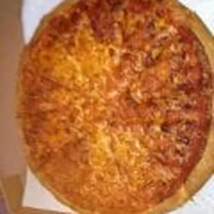 a cheese pizza in a box