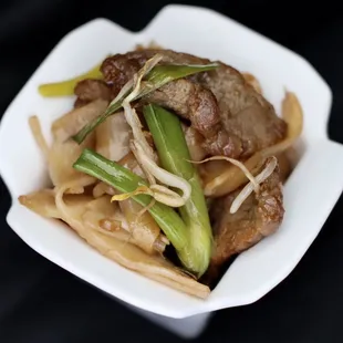 Beef Chow Fun. GET THIS. The beef is tender and the noodles soak up the flavorful soy sauce based sauce.