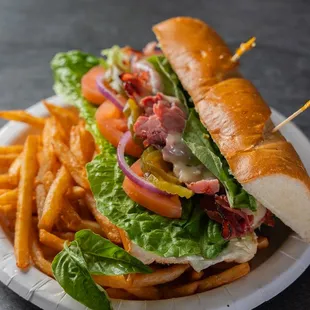 a sandwich and french fries