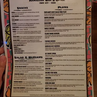 Food menu