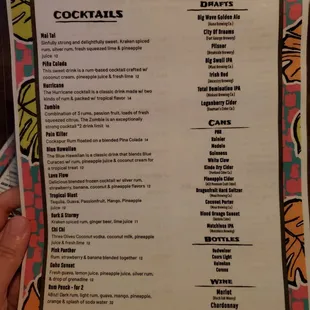 Cocktail &amp; drink menu