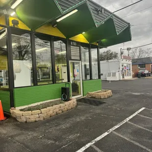 Outside the restuarant