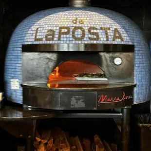 The Crackling Fire inside the Oven @ da LaPosta in Newton MA. The Margherita Voted The Best Pizza in Boston @ 2023 Boston Pizza Festival