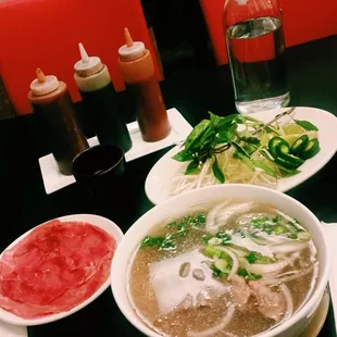 Pho with rare beef on the side.