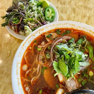 Bún bò Đà Lạt with added steak. Crazy delicious!!