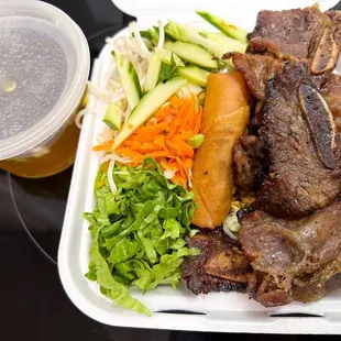 1. Bun ac Biet - Vermicelli Combo grill pork, egg rolls, and short rib, vegetables, peanuts.