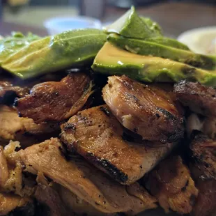 Grilled chicken hawaiian platter with vegetables! Avocado available upon request.