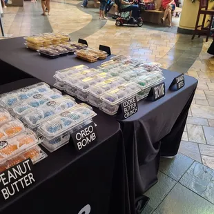 a table with a variety of food items
