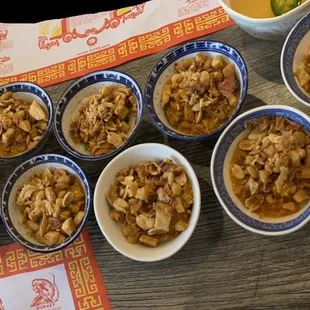 bowls of food on a table