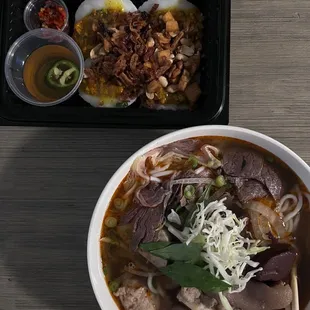 Bun Bo Hue and 3. Four Piece Banh Beo Nhan Tom Thit Ba Chi