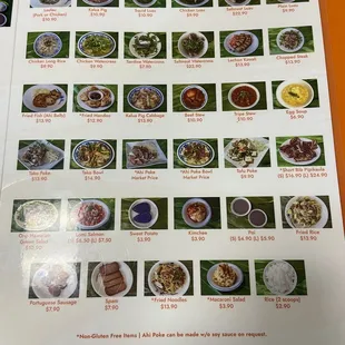 a menu for a restaurant