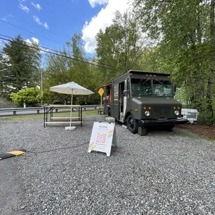 a food truck parked in a parking lot