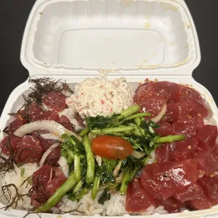 Spicy Inamona, Shoyu Limu, Sea Asparagus, and Crab